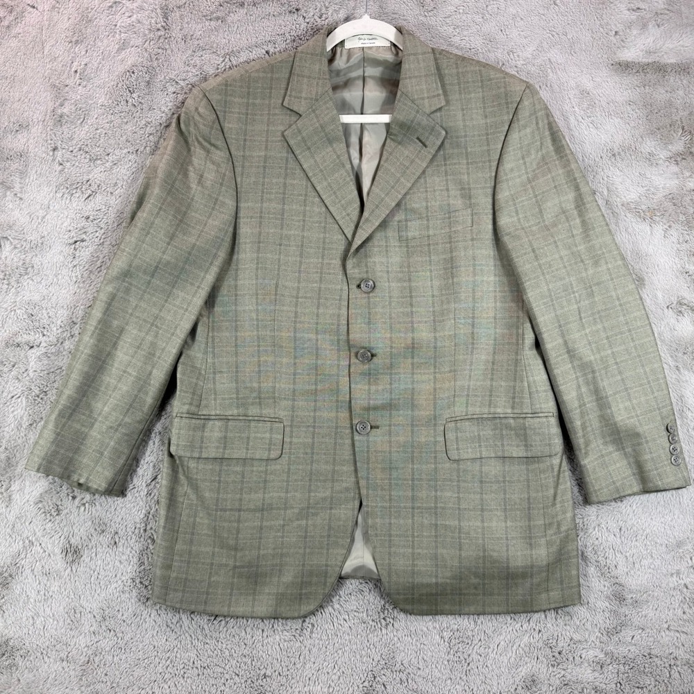 John Nordstrom Plaid Sport Coat Blazer 3 Button‎ Classic Versatile Silk Wood 44R